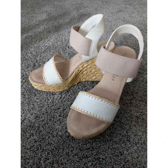 Altar'd State Elizabeth White Raffia Wedge Espadrille Sandals Mens 8M - Picture 1 of 7